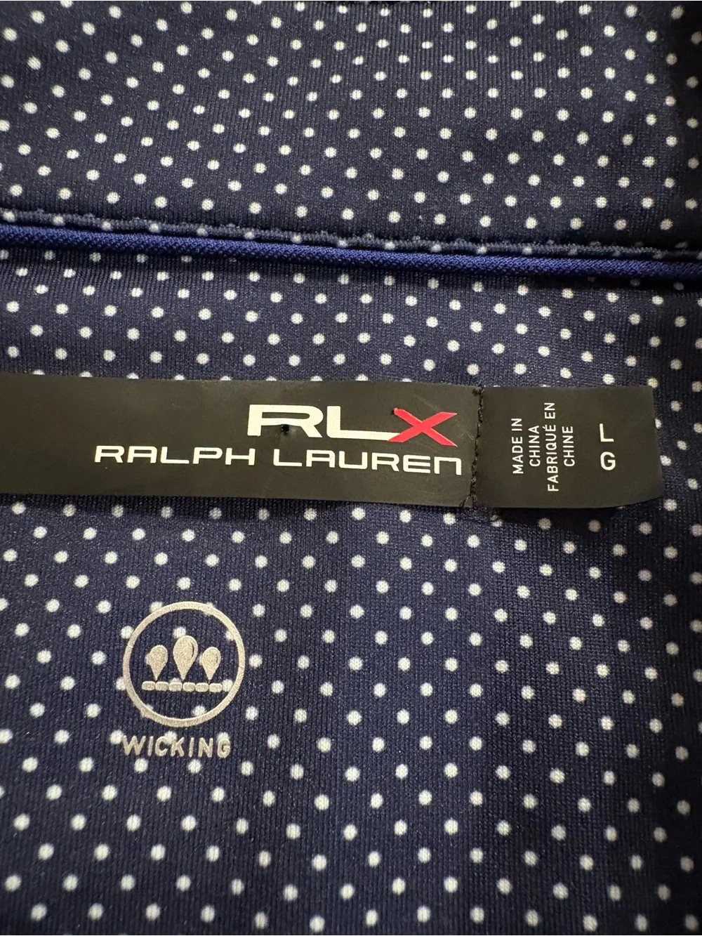 RLX Ralph Lauren Golf Polo Shirt Navy White Dot Print Men’s Large